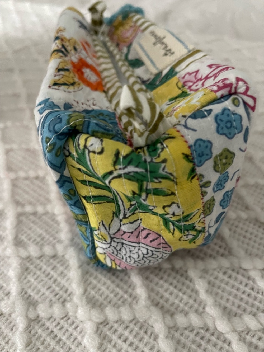 Strawflower Claudia Small Patchwork Quilted Block Print Cosmetic Pouch - Picture 8 of 9